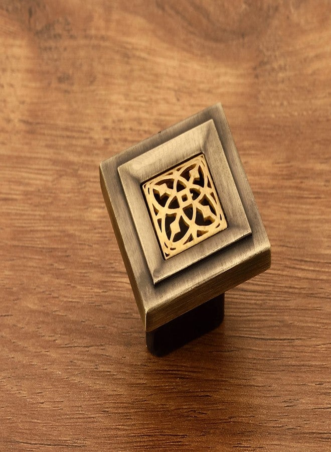 HARMONUS Knobs for Drawer & Cabinets Set Knob, Antique Brass Wardrobe Kitchen Door Pull Handle Knobs Square Shape Drawer Knob - (KNOBS-158 - Pack of 6) - Image 2